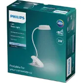 Philips Funktional Donutclip Schreibtischleuchte, Weiß, Metall, Schlafzimmer, Wohnzimmer, Büro, Modern, IP20, III