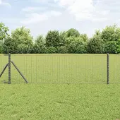 Syfax Zaun mit Pfosten Grau 0,8 x 10 m Stahl und PVC