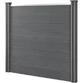 Neu.holz WPC Gartenzaun Grau mit Pfosten Sichtschutz Windschutz Lamellenzaun Zaun 165x162cm []