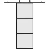 Syfax Schiebetür mit Beschlag Schwarz 76x205 cm Hartglas