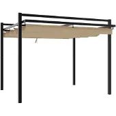 Syfax Gartenpavillon mit Ausziehbarem Dach Taupe 3x3 m Aluminium