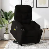 vidaXL "im " Massagesessel mit Aufstehhilfe Schwarz Stoff - Fernseh- & Relaxsessel CC9064