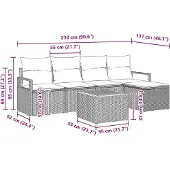 vidaXL Gartensofa-set 6 stk. Grau Poly Rattan