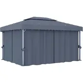 Syfax Pavillon mit Vorhang 4x3 m Anthrazit Aluminium