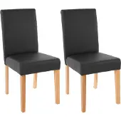 Mendler 2er-Set Esszimmerstuhl Stuhl Küchenstuhl Littau Kunstleder, schwarz matt, helle Beine