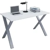 VCM Holz Schreibtisch | H. 76 x B. 140 x T. 80 cm | Computertisch schlicht | Füße aus hochwertigem Metall | Arbeitstisch | Büromöbel - Lona X