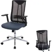 Mendler Bürostuhl HWC-J53, Drehstuhl Schreibtischstuhl, ergonomisch Kunstleder blau-grau