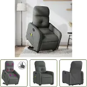 The Living Store Massagesessel mit Aufstehhilfe Dunkelgrau Stoff