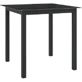 ZMH Gartentisch Schwarz 80x80x74 cm Aluminium und Glas