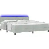 Syfax LED Boxspringbett mit Matratze Hellgrau 200 x 200 cm Samt