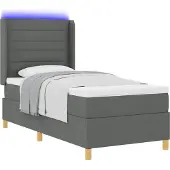 Syfax Boxspringbett mit LED-Lichtleisten Grau 100 x 200 cm Stoff