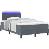 Syfax LED Boxspringbett mit Matratze Dunkelgrau 120 x 200 cm Samt