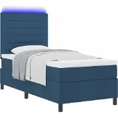 Syfax Boxspringbett mit Matratze mit LED Blau 90 x 200 cm Stoff