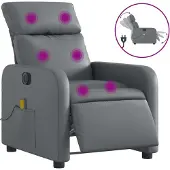 Syfax Massagesessel Elektrisch Grau Kunstleder