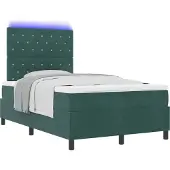 Syfax LED Boxspringbett mit Matratze Dunkelgrün 120 x 190 cm Samt