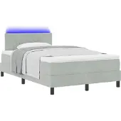 Syfax LED Boxspringbett mit Matratze Hellgrau 120 x 190 cm Samt