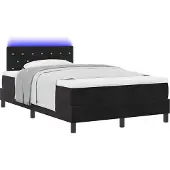 Syfax LED Boxspringbett mit Matratze Schwarz 120 x 190 cm Samt