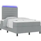 Syfax Boxspringbett mit Matratze mit LED Hellgrau 120 x 190 cm Stoff
