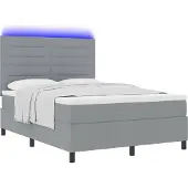 Syfax Boxspringbett mit Matratze mit LED Hellgrau 140 x 200 cm Stoff