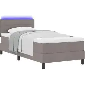 Syfax Boxspringbett mit Matratze mit LED Taupe 90 x 190 cm Stoff