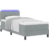 Syfax Boxspringbett mit Matratze mit LED Hellgrau 90 x 200 cm Stoff