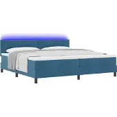 Syfax LED Boxspringbett mit Matratze Dunkelblau 200 x 200 cm Samt