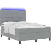 Syfax Boxspringbett mit Matratze mit LED Hellgrau 140 x 190 cm Stoff
