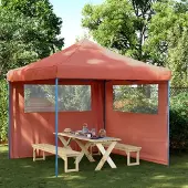 vidaXL Möbel Partyzelt Faltbar Pop-Up mit 2 Seitenteilen Terrakottarot - Pavillon 4004926