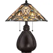 QUOIZEL Abatjour Tiffany Indien Metall Bronze Imperial 2 Lichter E27