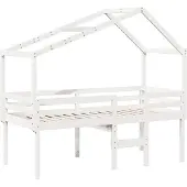 Syfax Hochbett mit Dach Weiß 90x190 cm Massivholz Kiefer