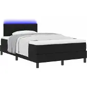 Syfax Boxspringbett mit Matratze mit LED Schwarz 120 x 190 cm Stoff