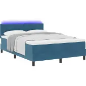 Syfax LED Boxspringbett mit Matratze Dunkelblau 140 x 190 cm Samt