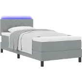Syfax Boxspringbett mit Matratze mit LED Hellgrau 90 x 190 cm Stoff