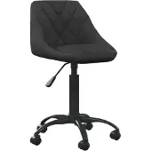 Syfax Bürostuhl Schwarz Samt höhenverstellbar drehbar mit Rollen 44 cm breit 46 cm tief (67,5-79) cm hoch