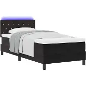 Syfax LED Boxspringbett mit Matratze mit LED Schwarz 90 x 190 cm Samt