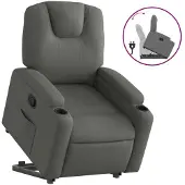 Syfax Relaxsessel mit Aufstehhilfe Dunkelgrau Stoff