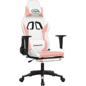 vidaXL Gaming-Stuhl mit Fußstütze Weiß und Rosa Kunstleder