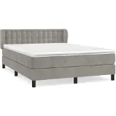 Syfax Boxspringbett mit Matratze Hellgrau 140x190 cm Samt