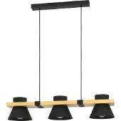 Eglo MACCLES Hängeleuchte Hängelampe Pendellampe Pendelleuchte - L78 x B18 x H110 cm - schwarz, braun - 3X15W exkl. - IP20