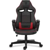 Sense7 Knight Gaming Stuhl Kunstleder Schwarz-Rot - Ergonomischer Bürostuhl PC Schreibtischstuhl Zockerstuhl Wippfunktion Gamer 120 kg