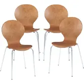 En.casa Esszimmerstuhl ‘Etne’ 4er Set Holz Metall 85 x 48 x 50 cm Walnussoptik / Chromfarben
