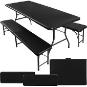 Gardlov Klappbarer Gartentisch 180 cm + 2 Bänke - schwarz