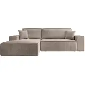 Selsey Ecksofa Farese mit Schlaffunktion und Bettkasten, Ottomane links, Cordbezug in Beige