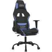 Syfax Gaming-Stuhl mit Massage & Fußstütze Schwarz und Blau Stoff