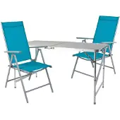 Mojawo XXL 3-teiliges Campingmöbel Set Aluminium Textilen Petrol