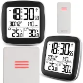Berdsen Digitales Wetterstation mit Display Thermometer Außensensor BD-903 Silber