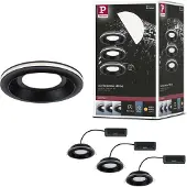 Paulmann LED-Einbauleuchte Sormus schwarz, Ø 10 cm, IP65 3er, schwarz, für Badezimmer, Kunststoff, Modern, Deckenlampe