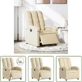 The Living Store Relaxsessel Elektrisch Creme Stoff
