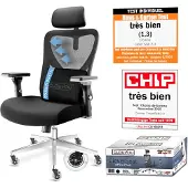 CLOUVOU CleverSeat Bürostuhl Ergonomisch Schreibtischstuhl Höhenverstellbar, 4D-Armlehne, 3D-Kopfstütze, + Rückenkissen [Nr.1 in Preis-Leistung]
