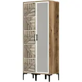 Dmora Kleiderschrank 2 Türen Mirfak, Schlafzimmermöbel, Schrank, Garderobe, 80x201h48 cm, Walnuss und Weiß